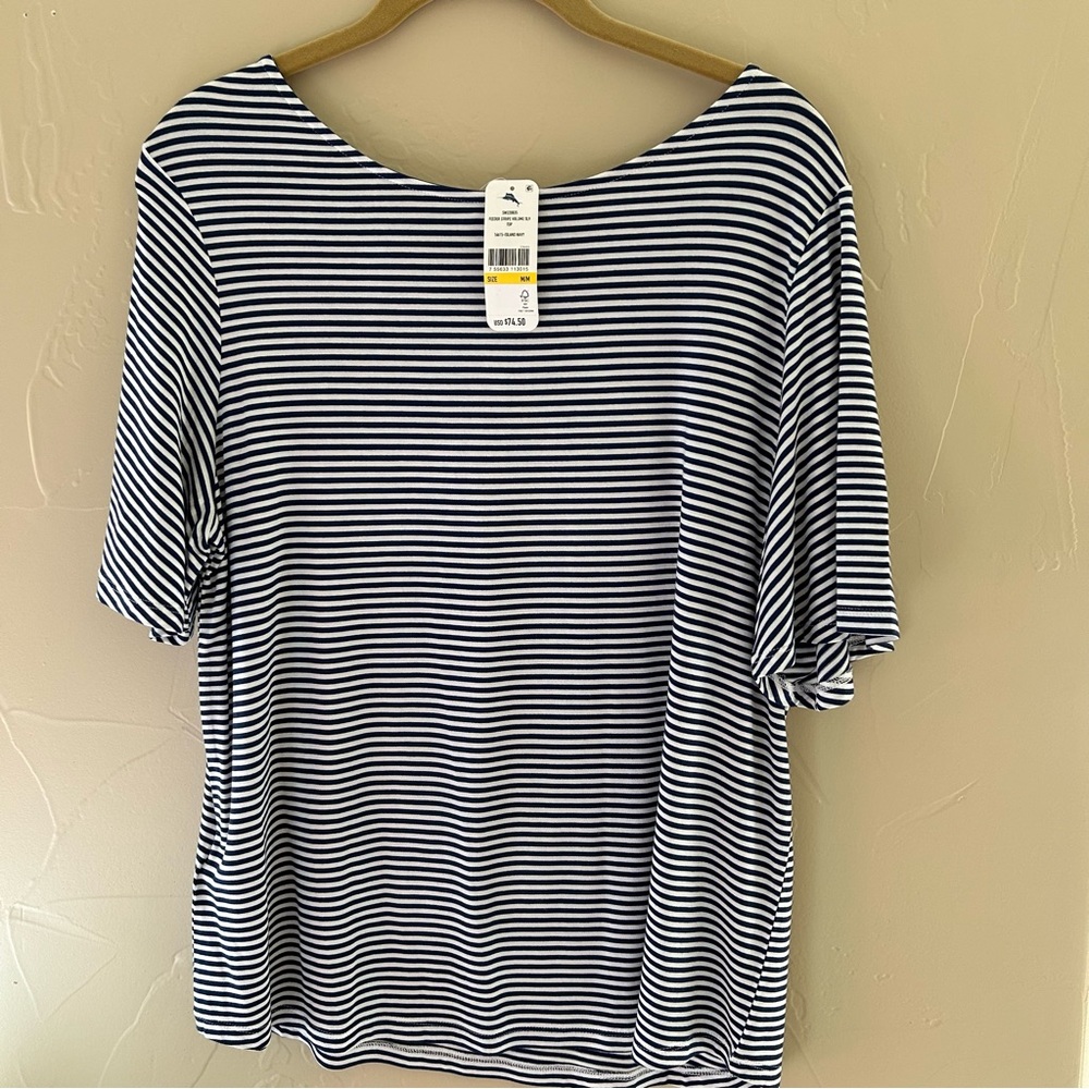 NWT Tommy Bahama Striped Flutter Sleeve Top